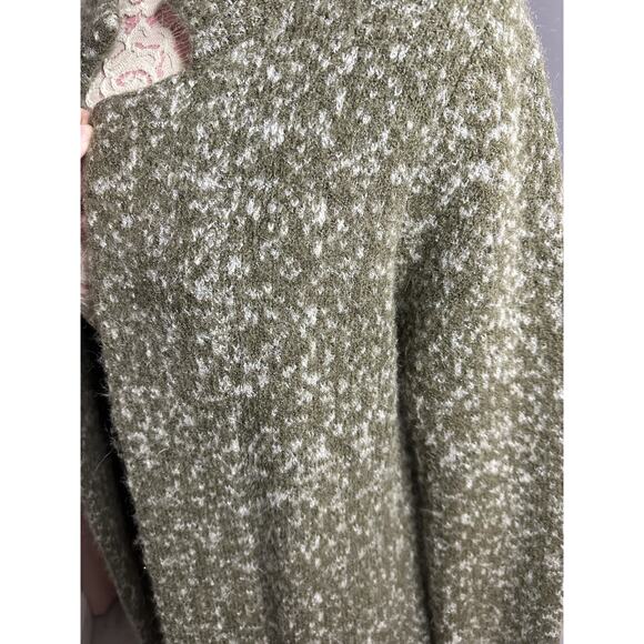 EUC MIA MAI Long Open Cardigan Olive Green Italy Mohair Wool Blend Sz Medium - Picture 5 of 10